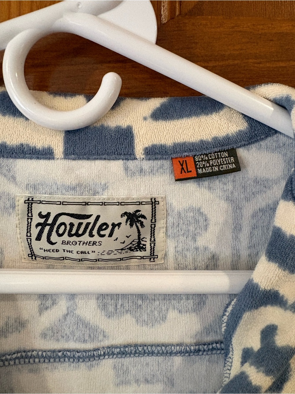 Howler Brothers Blue & White Floral Geometric Terry Shirt - Picture 4 of 5